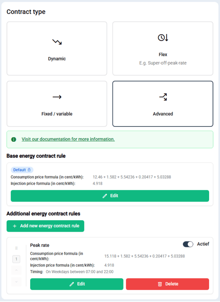 Advanced/dynamic contract | SmartgridOne Documentation