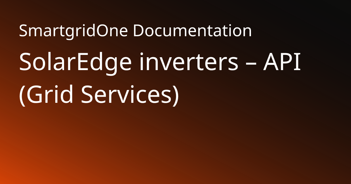 SolarEdge | SmartgridOne Documentation