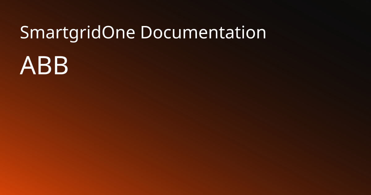 ABB | SmartgridOne Documentation