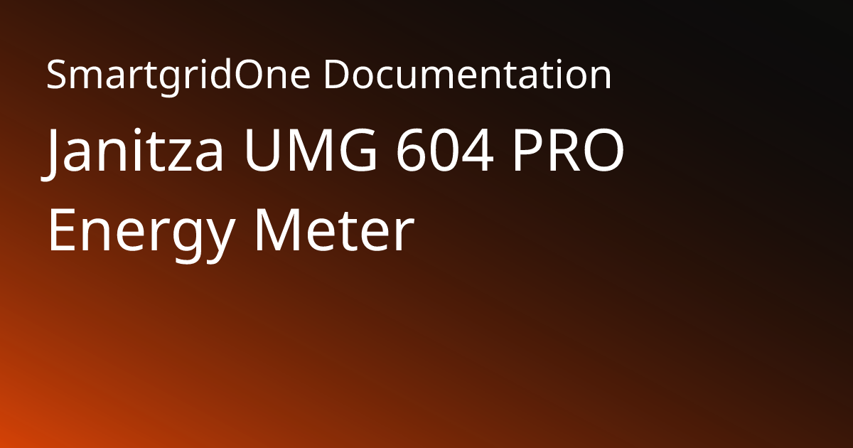 UMG 604 PRO | SmartgridOne Documentation