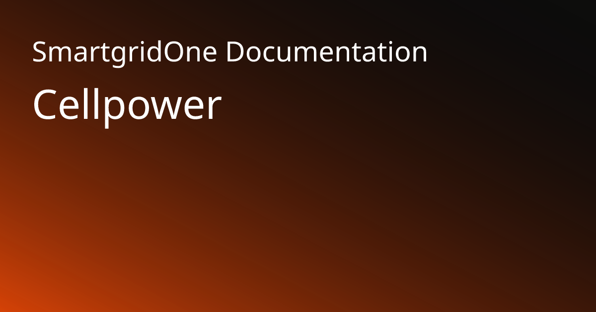 Cellpower | SmartgridOne Documentation