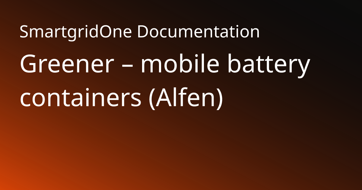Greener / Alfen | SmartgridOne Documentation