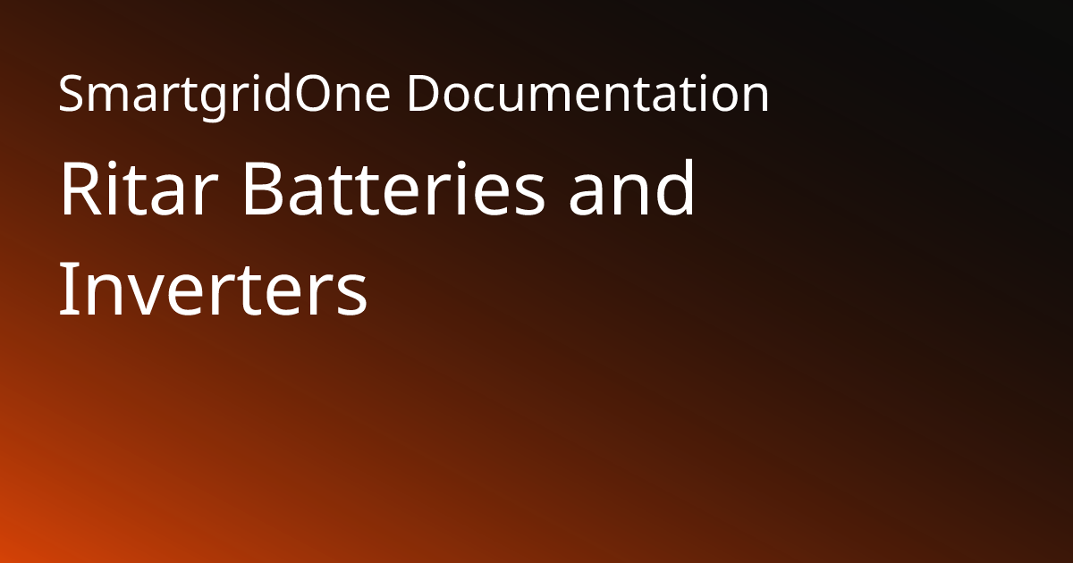 Ritar | SmartgridOne Documentation