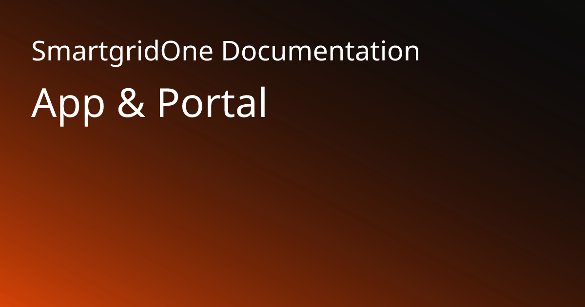 App & Portal | SmartgridOne Documentation
